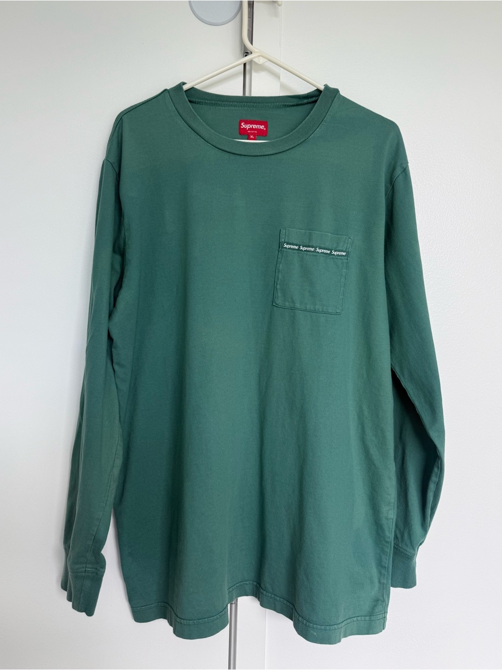 Supreme Long Sleeve Pocket Tee in Deep Green